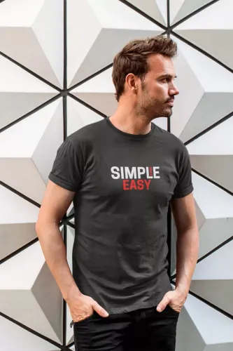 Simple is never Easy Men Round Neck Half Sleeve T-Shirt