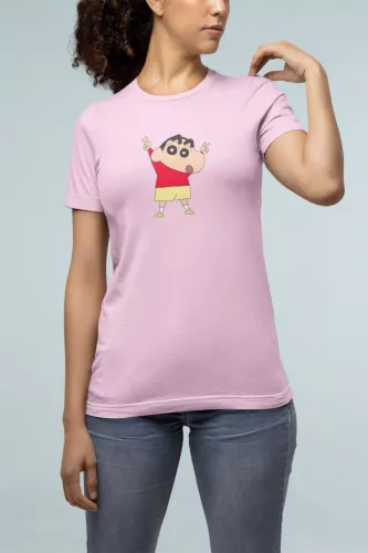 Shinchan Enjoying Women Half Sleeve T-Shirt