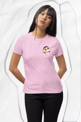 Shinchan Pocket Women Half Sleeve T-Shirt