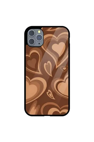 Brown Heart Glass Case Cover for iphones