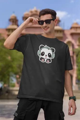 Panda with Headphones Oversized T-Shirt