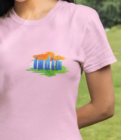 India with Flag Women Half Sleeve T-shirt