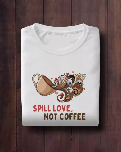 Spill Love, Not Coffee Men Round Neck Half Sleeve T-Shirt
