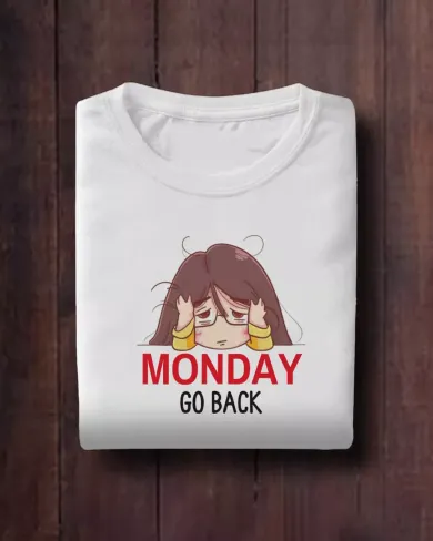 Monday Go Back Men Round Neck Half Sleeve T-Shirt