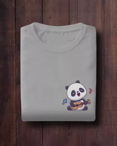 Panda with Guitar Women Half Sleeve T-shirt
