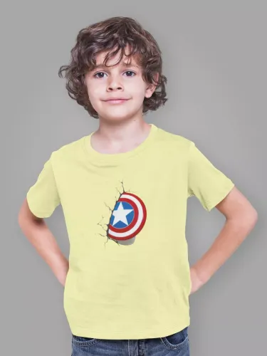 Captain America Half Shield Kids Round Neck T-Shirt