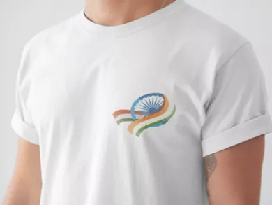 Indian Flag with Ashok Chakra Men Round Neck  Half Sleeve T-Shirt