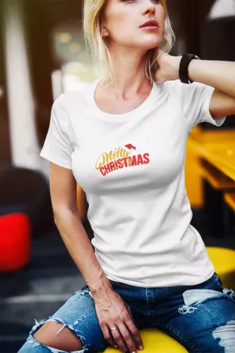 Santa Hat Christmas Women Half Sleeve T-Shirt