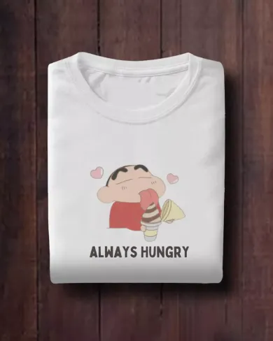 Shinchan Always Hungry Men Round Neck Half Sleeve T-Shirt
